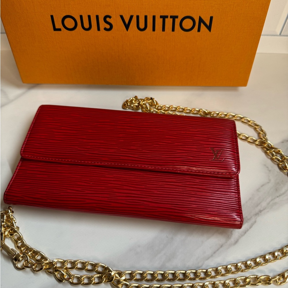 Louis Vuitton Red Epi Leather Porte Tresor International Long Wallet